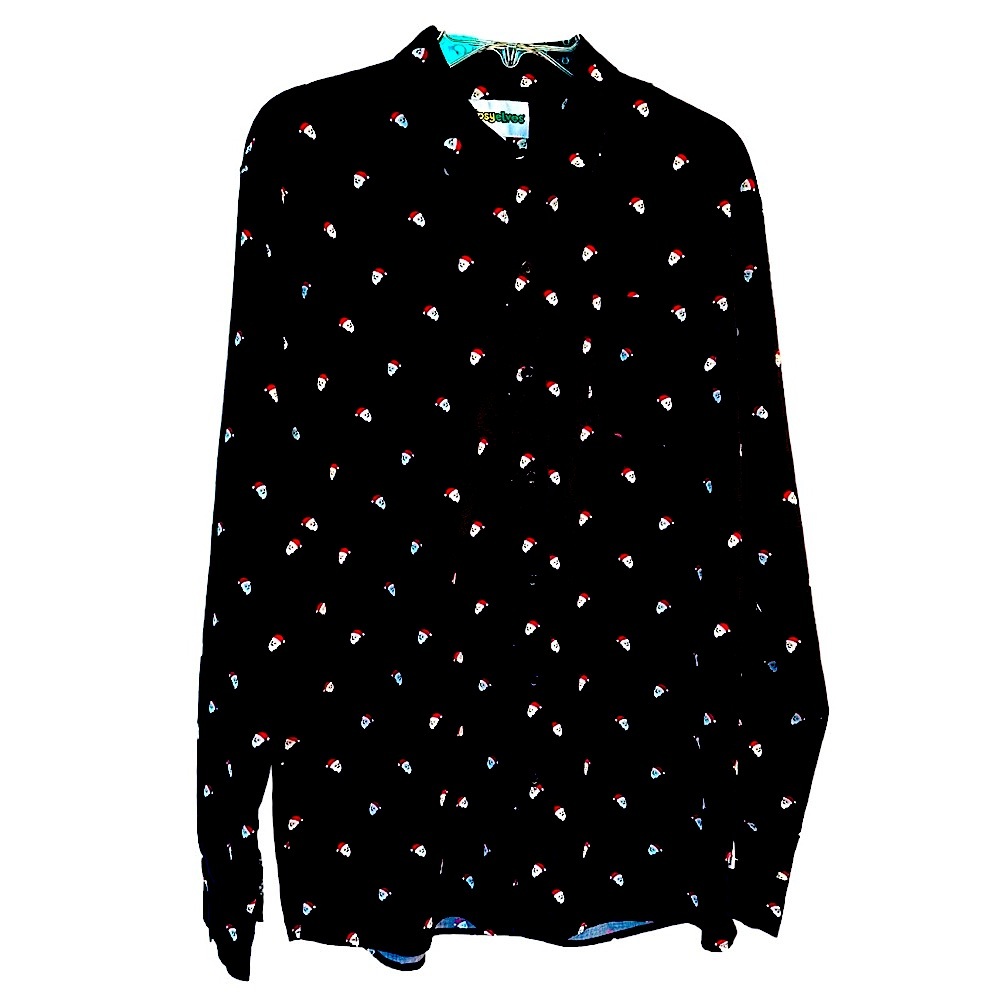 Long-Sleeved Shirt W. Small Santa faces!  Size XL, runs small.